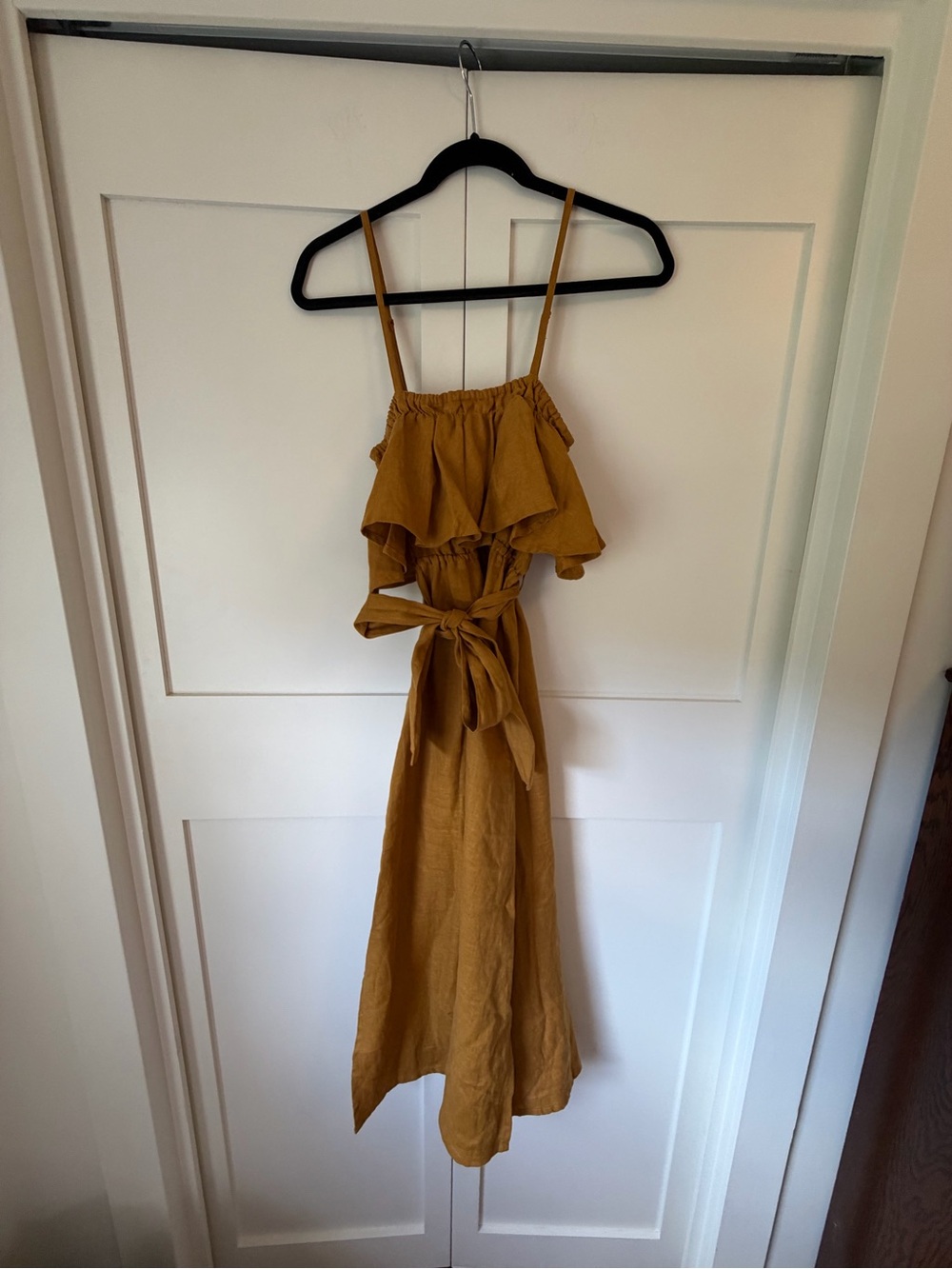 Faithfull the Brand Santos 100% Linen Midi Dress Mustard Yellow | Revolve - Picture 4 of 6